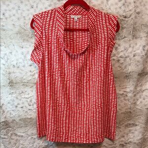 CAbi Red and White Sleeveless Blouse L